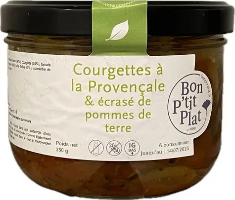 Courgettes à la Provençale & écrasé de pommes de terre aux olives noires