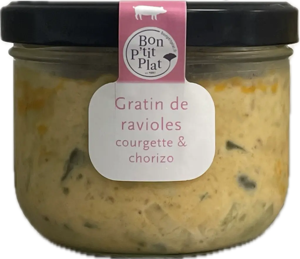 Gratin de ravioles courgette & chorizo