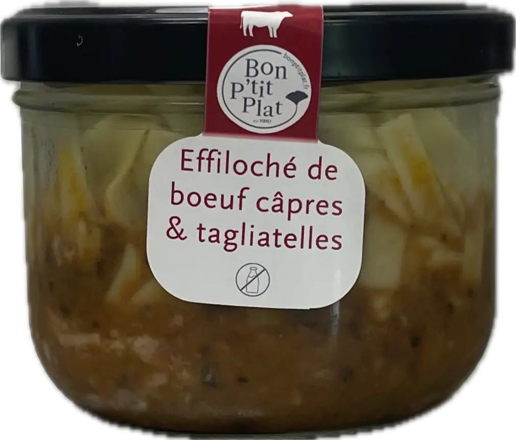 Effiloché de boeuf câpres & tagliatelles