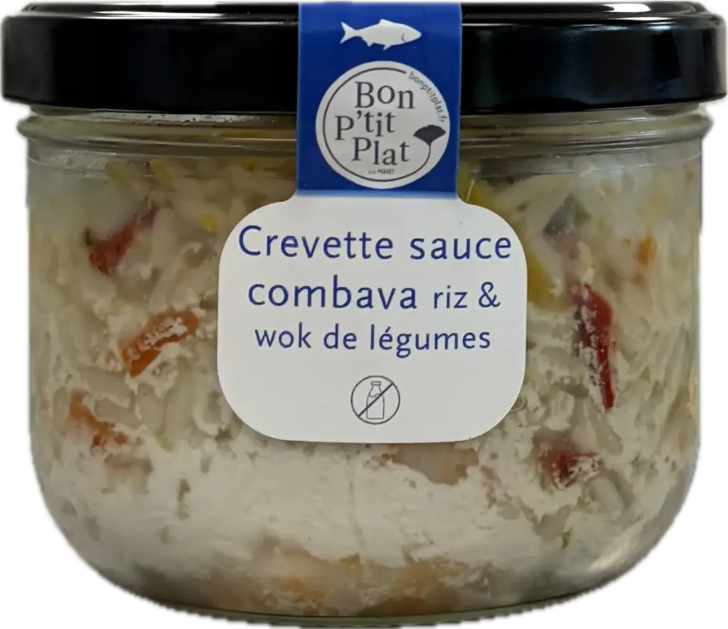 Crevette sauce combava riz et wok de légumes
