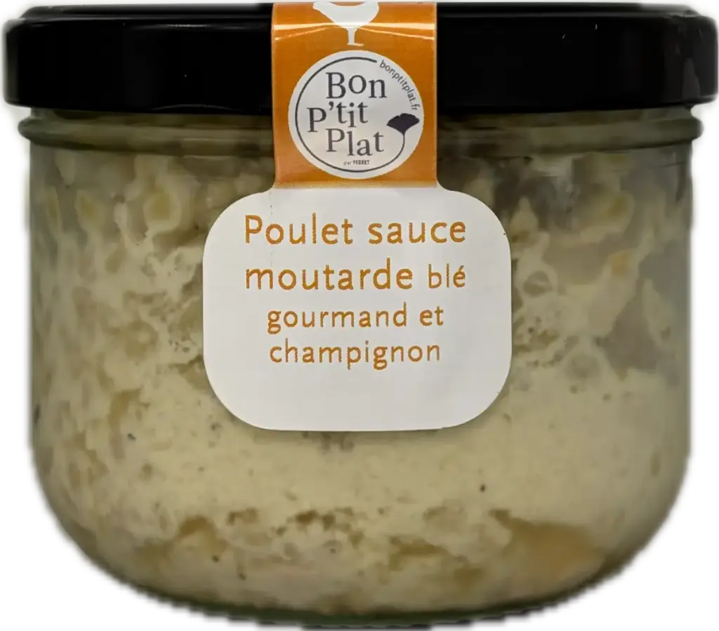 Poulet sauce moutarde blé gourmand et champignon