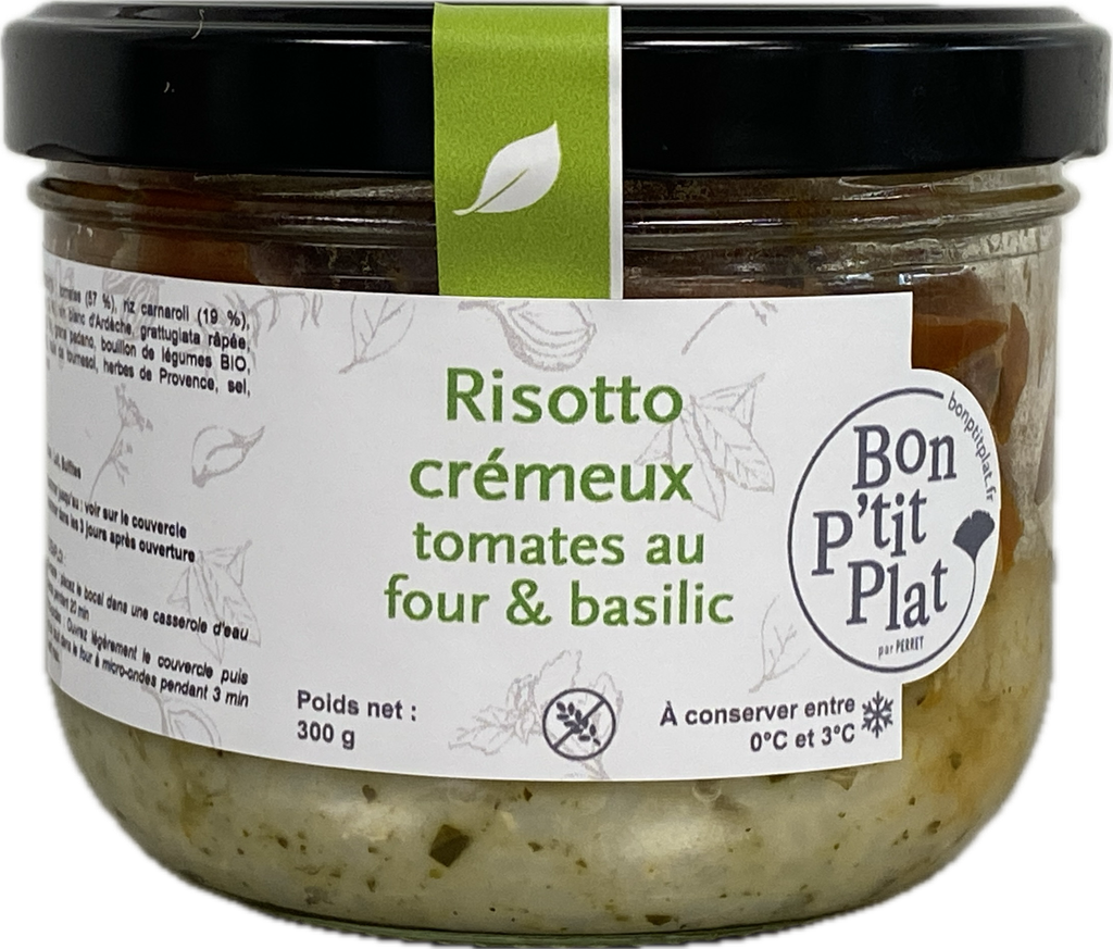 Risotto crémeux tomates au four & basilic