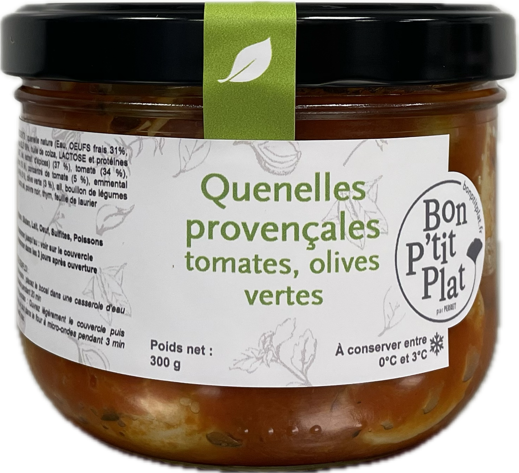 Quenelles provençales tomates, olives vertes