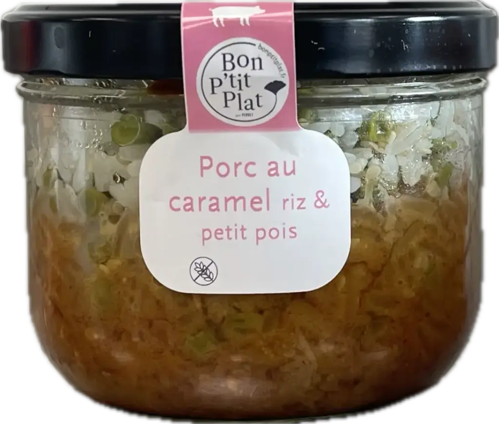 Porc au caramel riz & petit pois