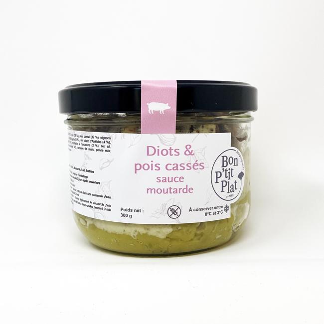 Diots & pois cassés sauce moutarde
