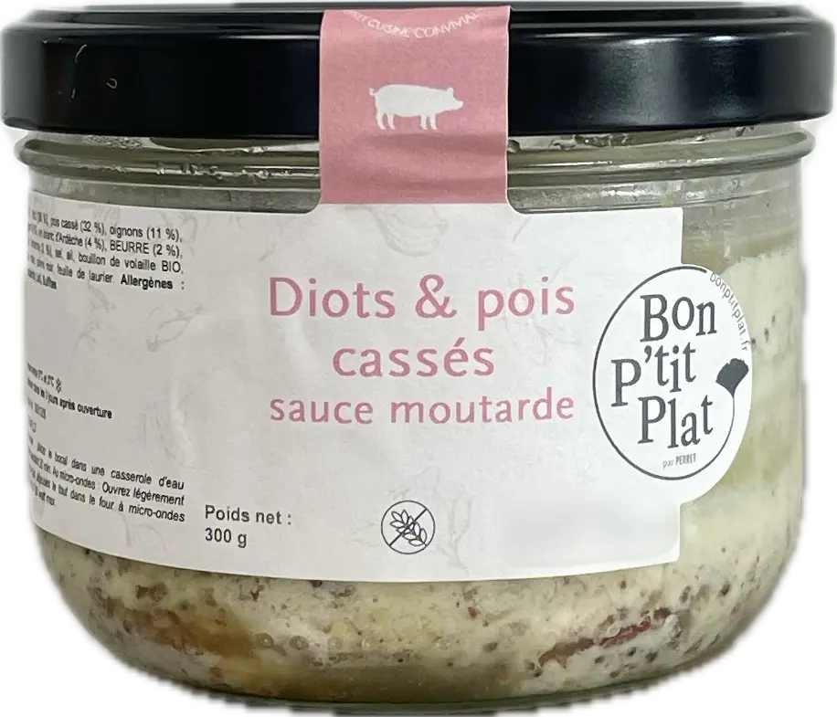 Diots & pois cassés sauce moutarde