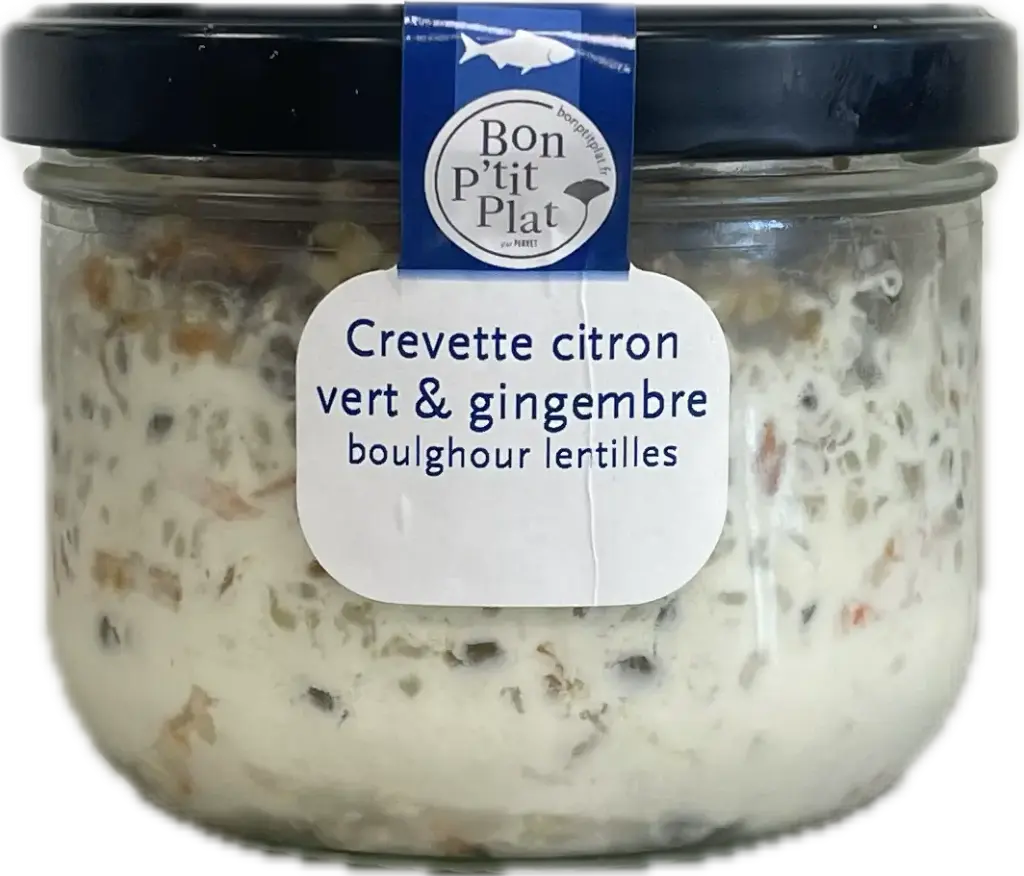 Crevette citron vert & gingembre boulghour lentilles