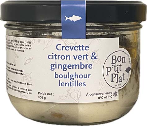 Crevette citron vert & gingembre boulghour lentilles