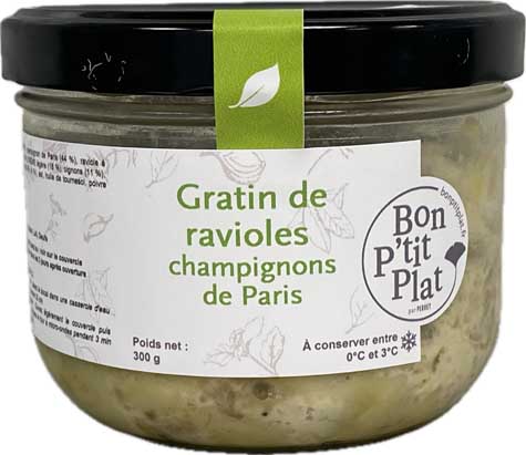 Gratin de ravioles champignons de Paris