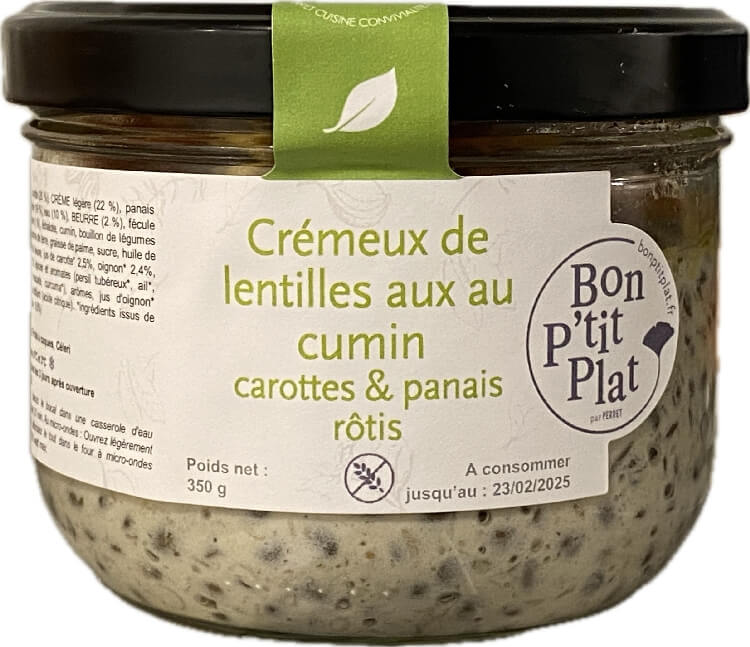 Crémeux de lentilles au cumin carottes & panais rôtis