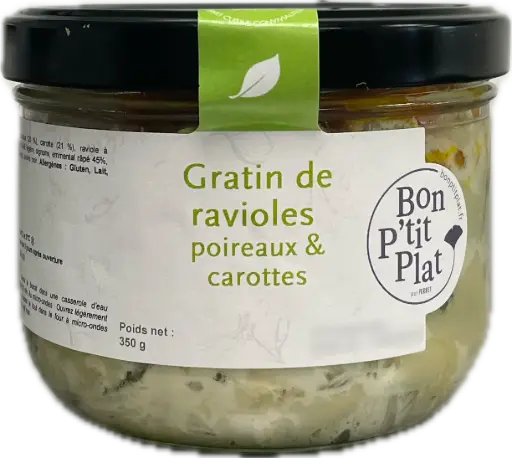 Gratin de ravioles poireaux & carottes