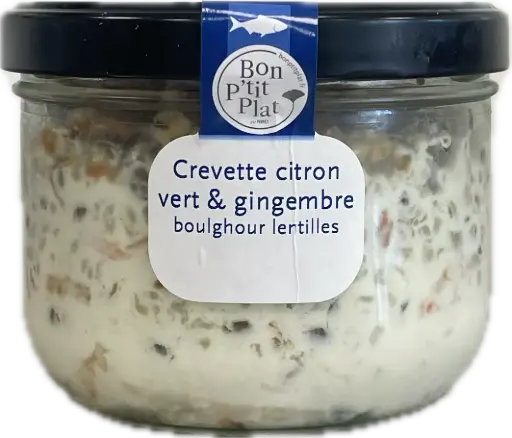 Crevette citron vert & gingembre boulghour lentilles