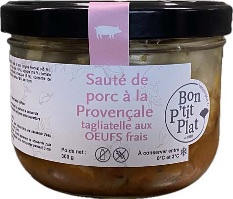 Sauté de porc à la Provençale tagliatelle aux oeufs frais