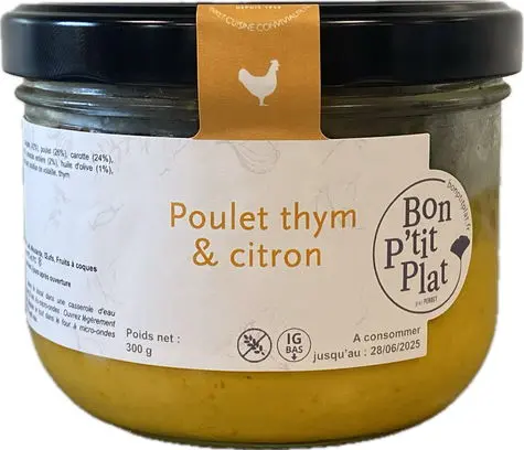 Poulet thym & citron purée de carottes & courgettes