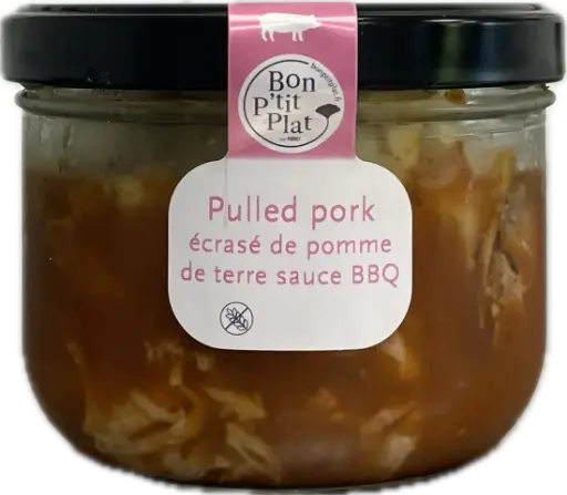 Pulled pork écrasé de pomme de terre sauce BBQ