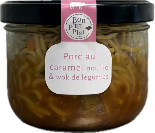 Porc au caramel nouille & wok de légumes