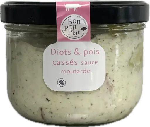 Diots & pois cassés sauce moutarde